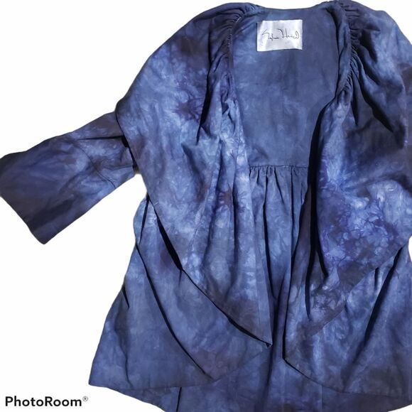 Sylvia Heisel Blue TieDye Open Front Jacket - 10 - Picture 5 of 12
